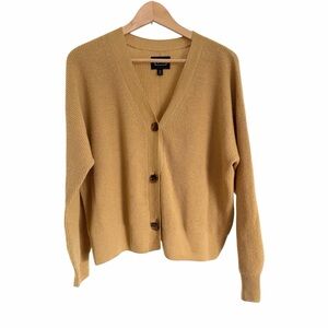 AYR Win Win 100% Cashmere Cardigan in Mustard Golden Yellow, Size Small